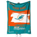 custom miami dolphins paint strokes aqua white blanket best selling