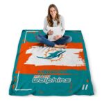 custom miami dolphins paint strokes aqua white blanket best selling