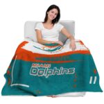 custom miami dolphins paint strokes aqua white blanket best selling