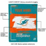 custom miami dolphins paint strokes aqua white blanket best selling