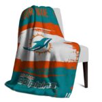 custom miami dolphins paint strokes aqua white blanket best selling