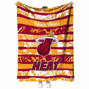 custom miami heat floral stripes red white blanket best selling