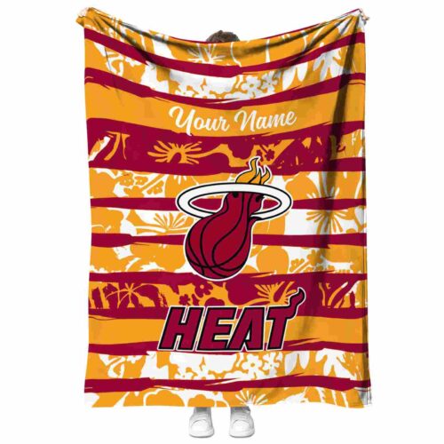 custom miami heat floral stripes red white blanket best selling