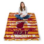 custom miami heat floral stripes red white blanket high quality