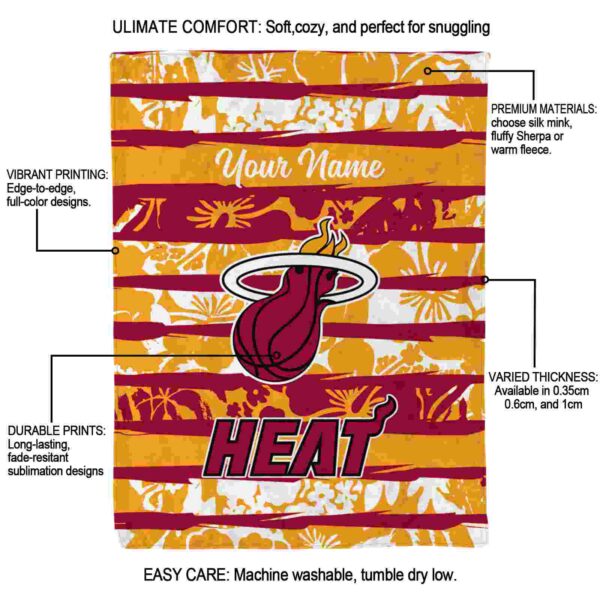 custom miami heat floral stripes red white blanket new arrival