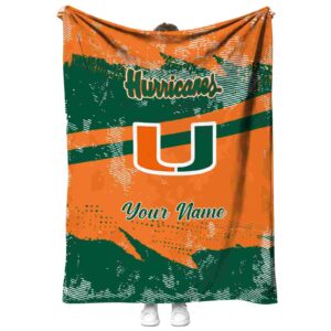 custom miami hurricanes grunge streaks orange blanket best selling