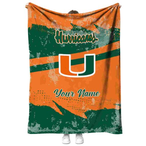 custom miami hurricanes grunge streaks orange blanket best selling