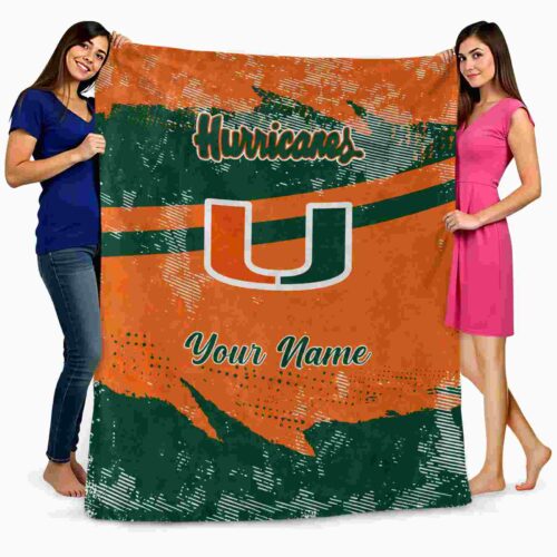 custom miami hurricanes grunge streaks orange blanket fashion forward