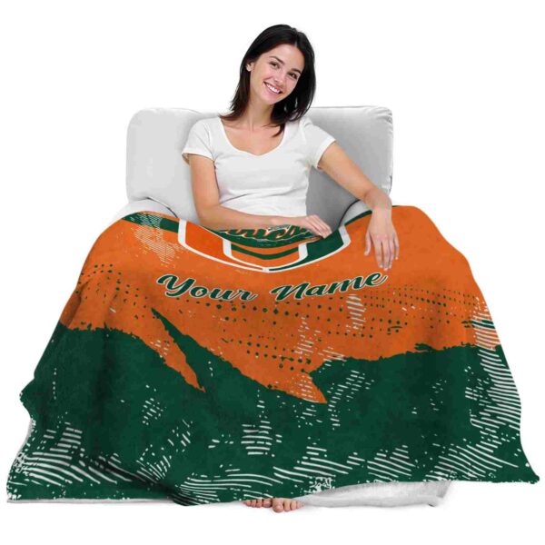 custom miami hurricanes grunge streaks orange blanket latest model