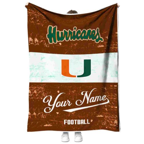 custom miami hurricanes grunge texture orange white blanket best selling