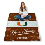 custom miami hurricanes grunge texture orange white blanket high quality