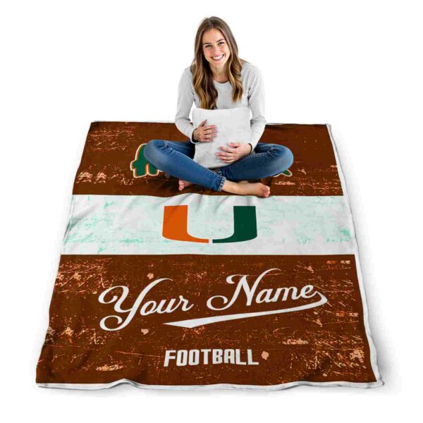 custom miami hurricanes grunge texture orange white blanket high quality