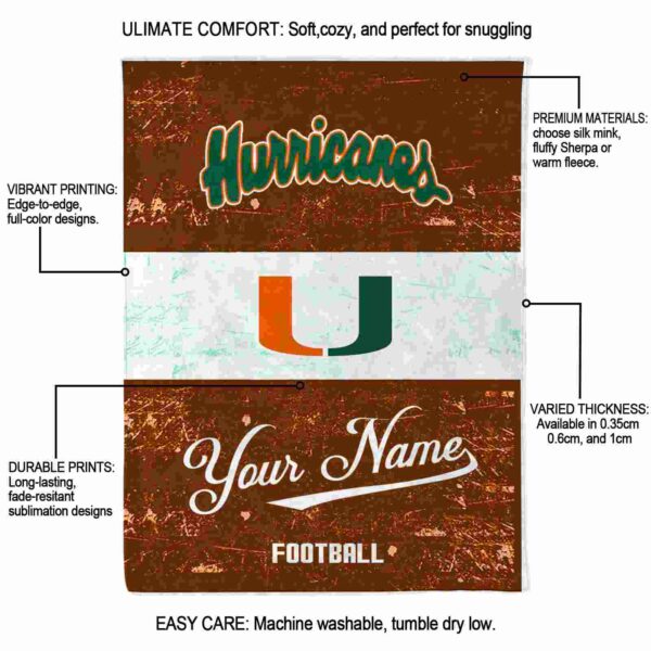 custom miami hurricanes grunge texture orange white blanket new arrival