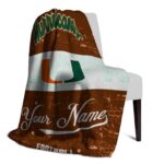 custom miami hurricanes grunge texture orange white blanket top rated
