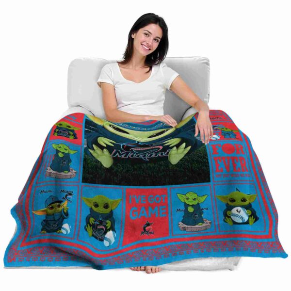 custom miami marlins baby yoda blue blanket latest model