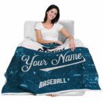 custom miami marlins grunge texture blue white blanket best selling