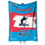 Custom Miami Marlins Paint Strokes Blue White Blanket 1 custom miami marlins paint strokes blue white blanket best selling
