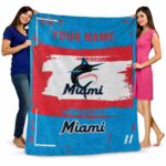 custom miami marlins paint strokes blue white blanket best selling
