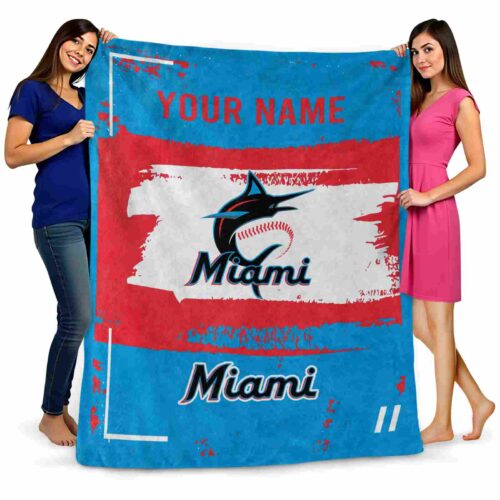 custom miami marlins paint strokes blue white blanket fashion forward
