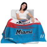 custom miami marlins paint strokes blue white blanket best selling