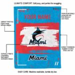custom miami marlins paint strokes blue white blanket best selling