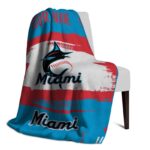 custom miami marlins paint strokes blue white blanket best selling