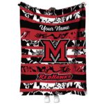 Custom Miami RedHawks Floral Stripes Red White Blanket 1 custom miami redhawks floral stripes red white blanket best selling