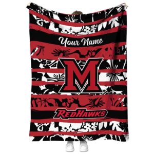 custom miami redhawks floral stripes red white blanket best selling