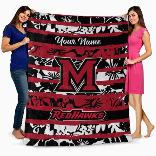 custom miami redhawks floral stripes red white blanket fashion forward