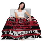 custom miami redhawks floral stripes red white blanket best selling