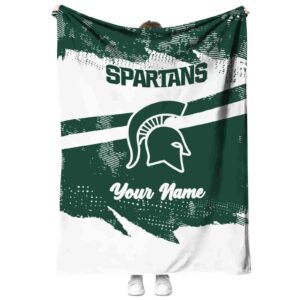 custom michigan state spartans grunge streaks green blanket best selling