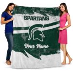 custom michigan state spartans grunge streaks green blanket best selling