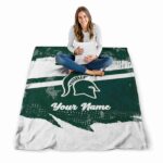 custom michigan state spartans grunge streaks green blanket best selling