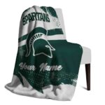 custom michigan state spartans grunge streaks green blanket best selling