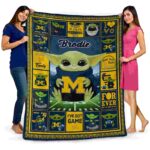 custom michigan wolverines baby yoda blue blanket best selling