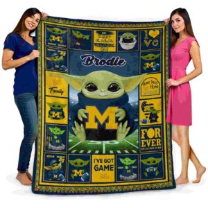 custom michigan wolverines baby yoda blue blanket fashion forward