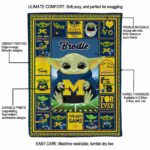 custom michigan wolverines baby yoda blue blanket best selling