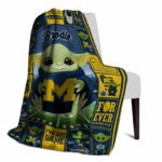 custom michigan wolverines baby yoda blue blanket best selling