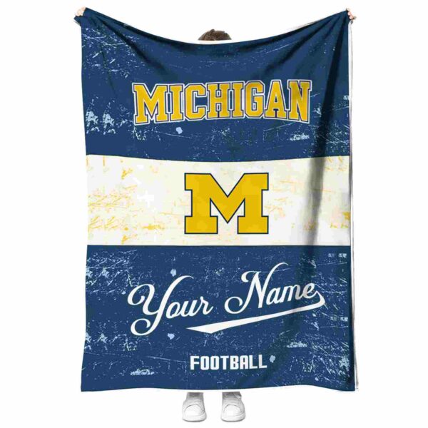 custom michigan wolverines grunge texture blue white blanket best selling