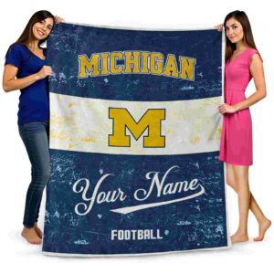custom michigan wolverines grunge texture blue white blanket fashion forward