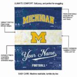 custom michigan wolverines grunge texture blue white blanket new arrival