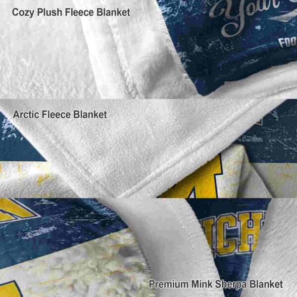 custom michigan wolverines grunge texture blue white blanket premium grade