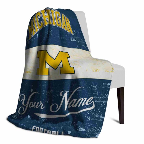 custom michigan wolverines grunge texture blue white blanket top rated