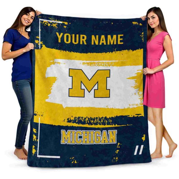 custom michigan wolverines paint strokes blue white blanket fashion forward