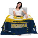 custom michigan wolverines paint strokes blue white blanket latest model