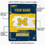 custom michigan wolverines paint strokes blue white blanket new arrival