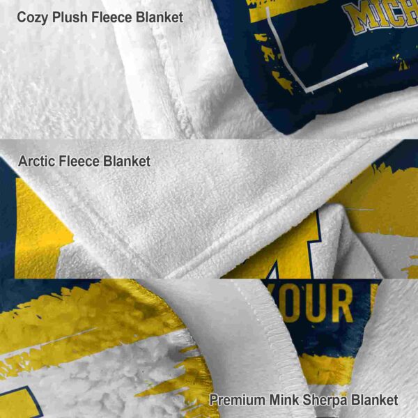 custom michigan wolverines paint strokes blue white blanket premium grade