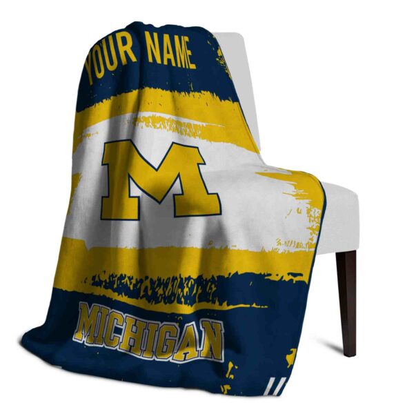 custom michigan wolverines paint strokes blue white blanket top rated