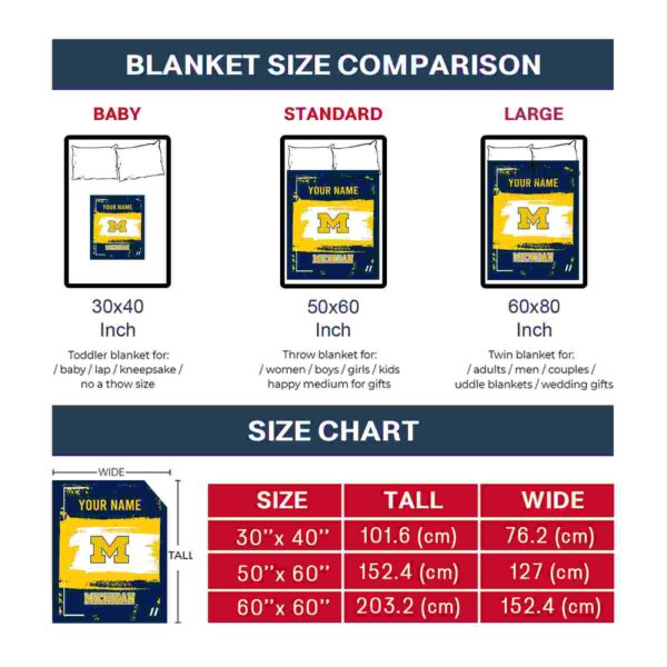custom michigan wolverines paint strokes blue white blanket trendy