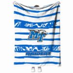 custom middle tennessee blue raiders floral stripes blue white blanket best selling